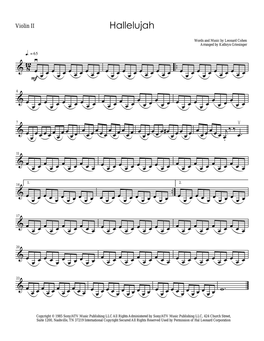Hallelujah String Quartet scores gallery preview page 2
