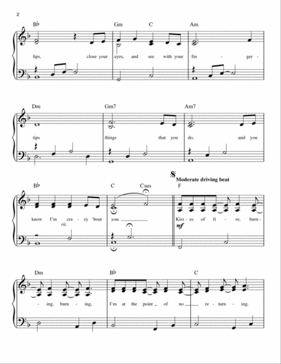 Kisses Of Fire (from Mamma Mia! Here We Go Again) Easy Piano scores gallery preview page 2