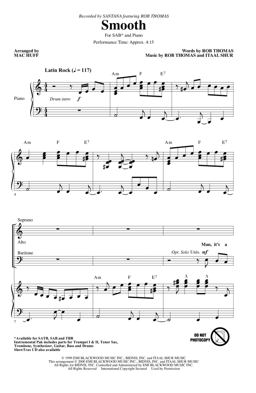 Smooth (arr. Mac Huff) 3-Part scores gallery preview page 1