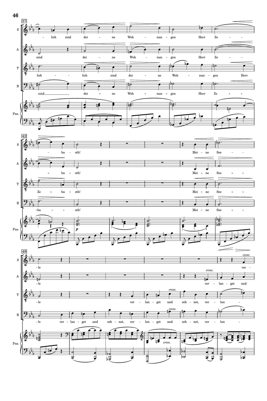 Brahms - Ein Deutsches Requiem, Op.45, IV. Wie lieblich sind deine Wohnungen - Original STAB Piano 4-Part scores gallery preview page 3