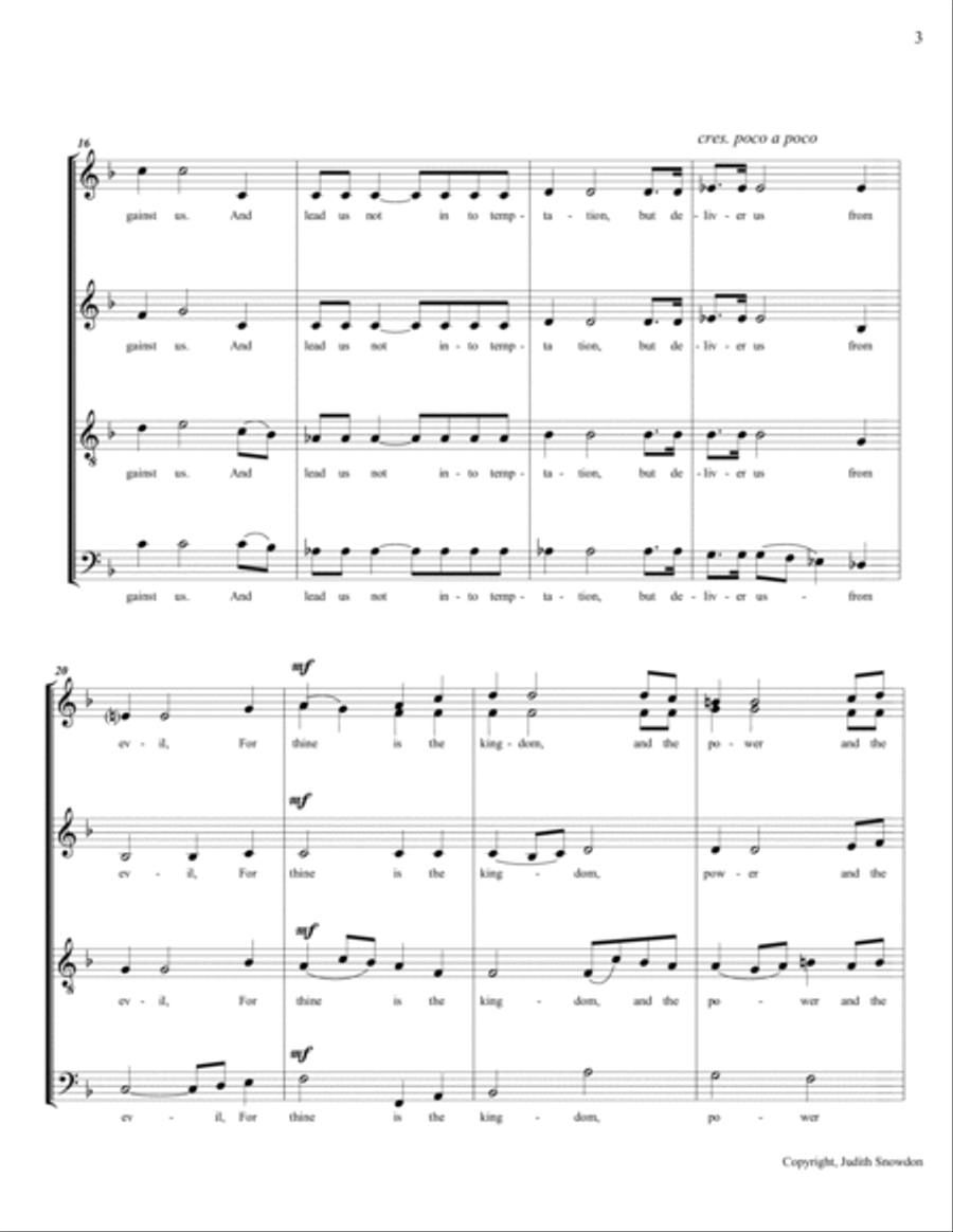 The Lord's Prayer, a cappella 4-Part scores gallery preview page 3