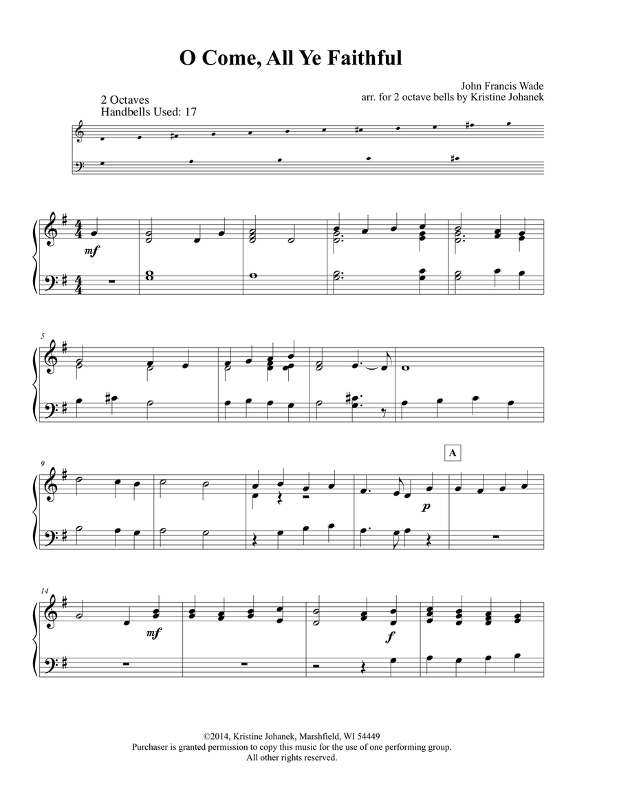 O Come, All Ye Faithful (2 octaves. Reproducible) 2-Octaves scores gallery preview page 2