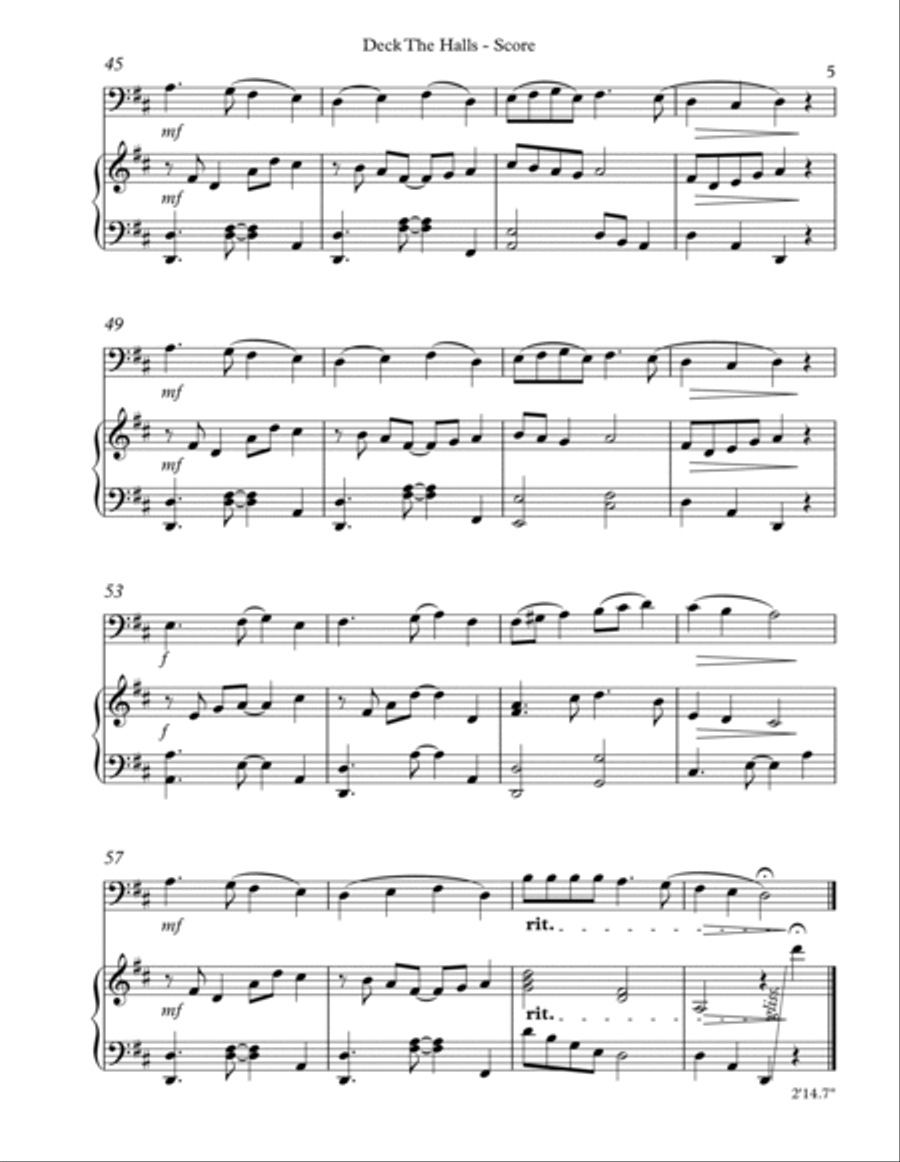 Deck The Halls, Duet for Bassoon and Lever Harp image number null
