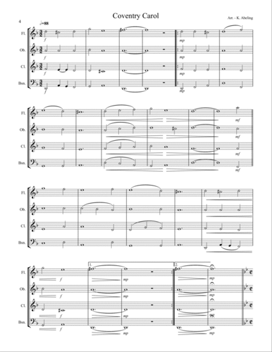 20 Traditional Christmas Carols Volume I (for Woodwind Quartet) Woodwind Quartet scores gallery preview page 5