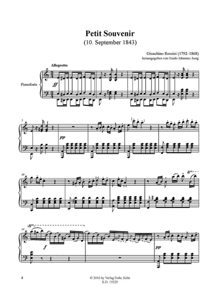 Petit Souvenir für Klavier (10. September 1843) (Erstdruck)
