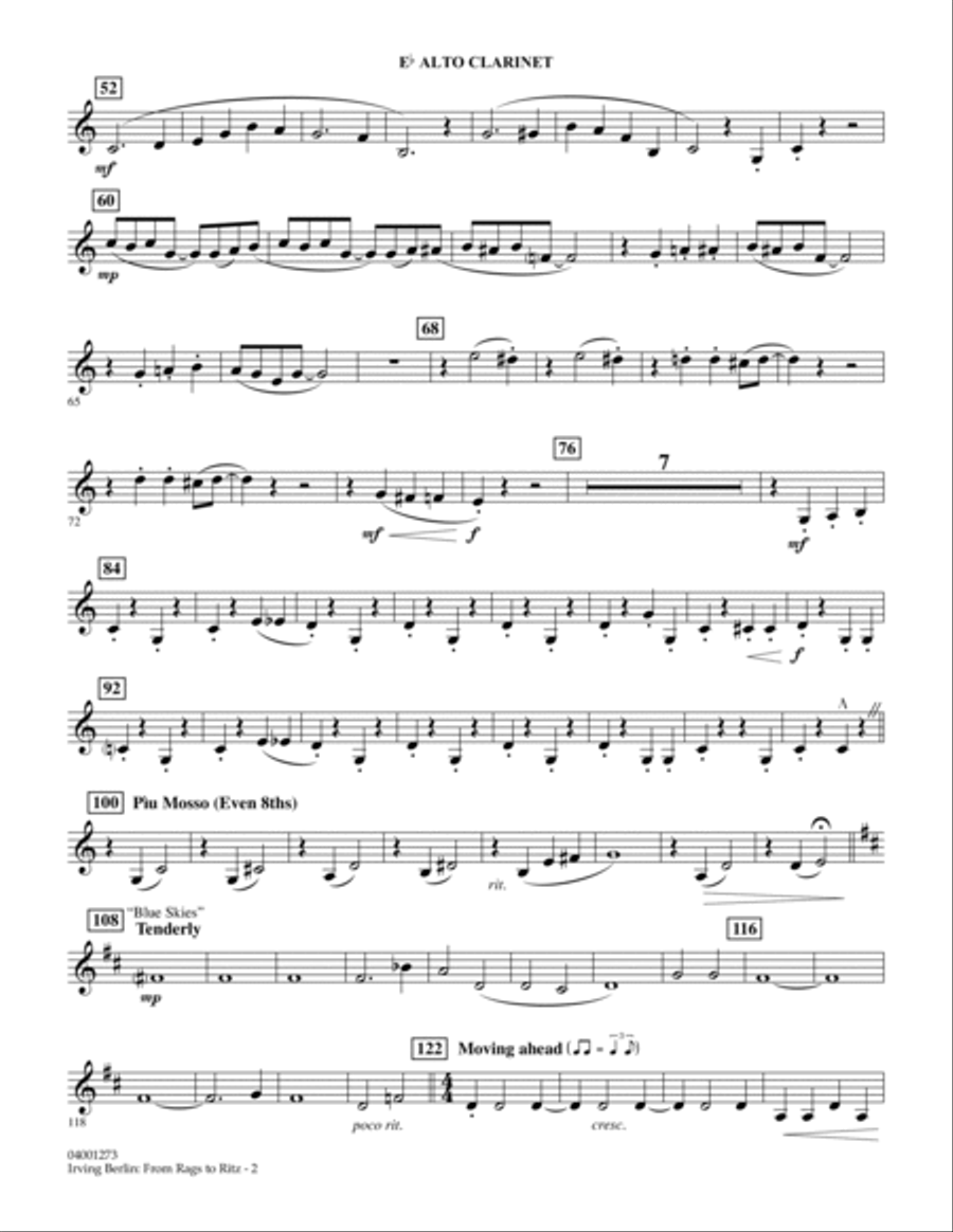 Irving Berlin: From Rags To Ritz - Eb Alto Clarinet Concert Band scores gallery preview page 2
