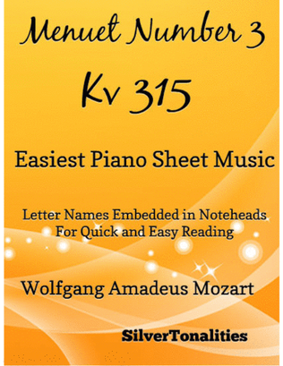 Menuet Number 3 Kv 315 Easiest Piano Sheet Music
