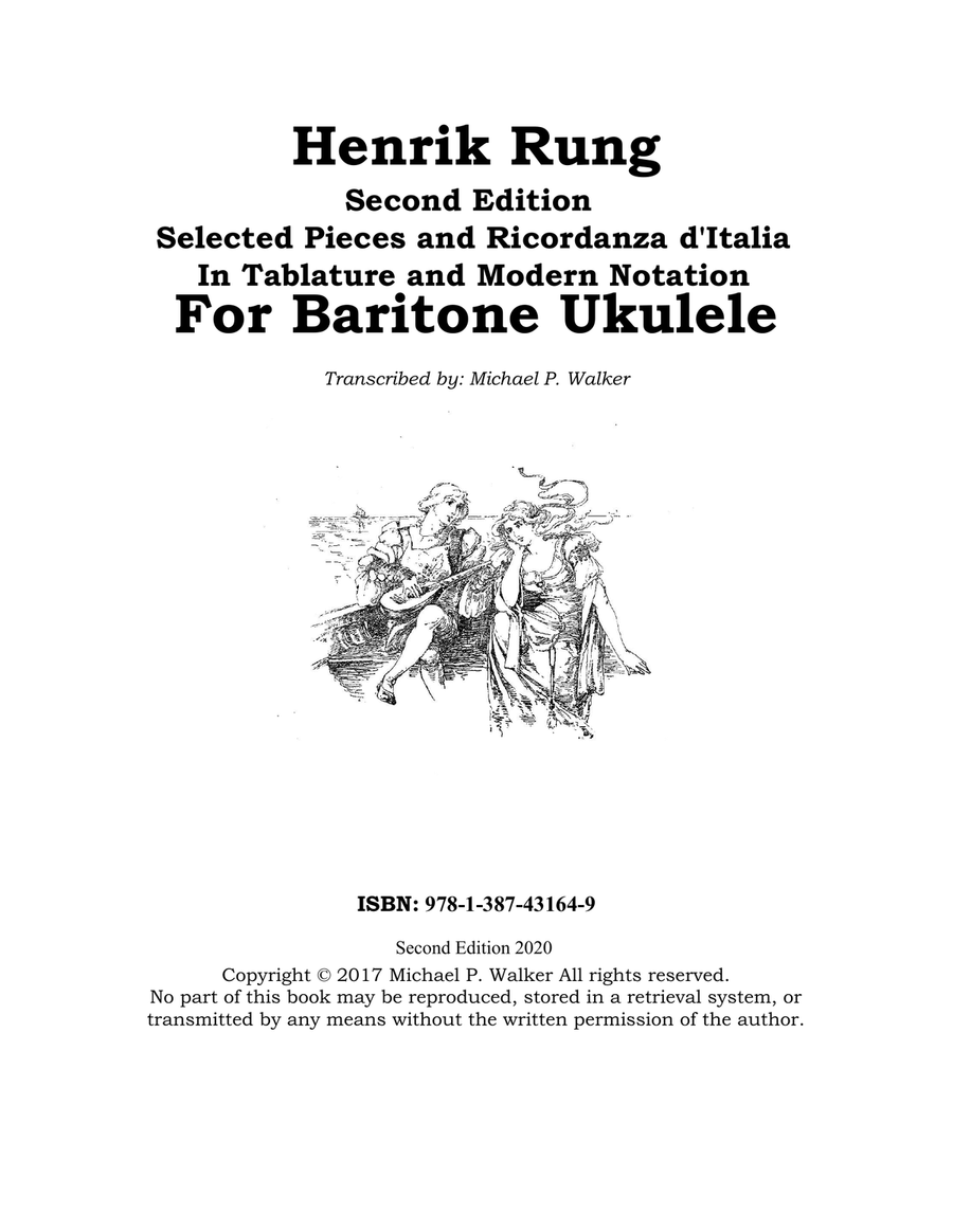 Henrik Rung: Second Edition Selected Pieces And Ricordanza d'Italia In Tablature and Modern Notation Ukulele scores gallery preview page 1