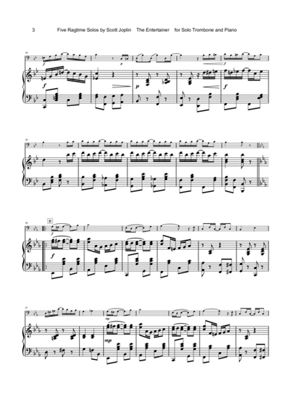 Five Ragtime Solos by Scott Joplin for Trombone and Piano