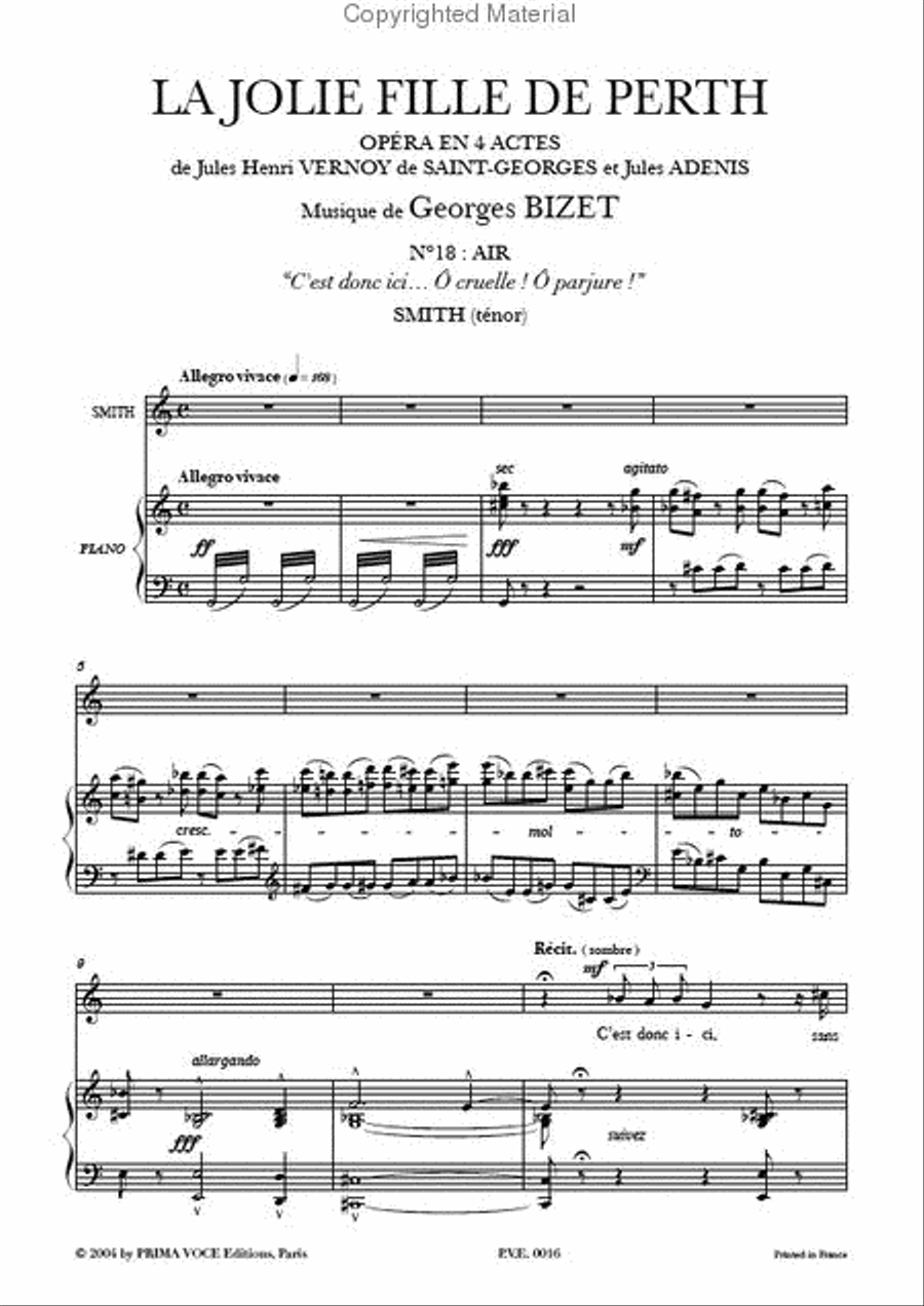 C'est donc ici... O cruelle! O parjure! from La Jolie Fille de Perth Tenor Voice scores gallery preview page 2