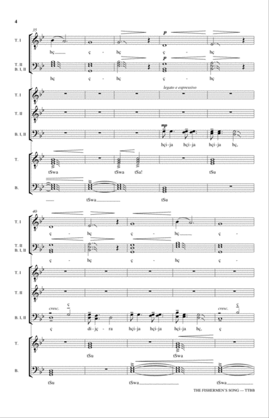 The Fishermen's Song TTBB scores gallery preview page 4