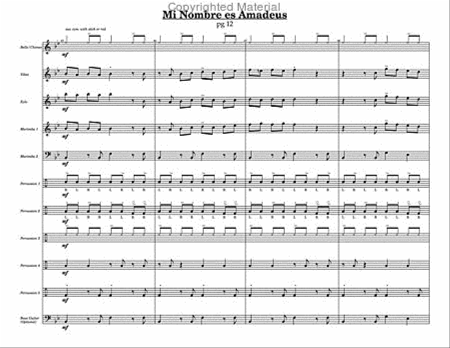 Mi Nombre es Amadeus Percussion Ensemble scores gallery preview page 6