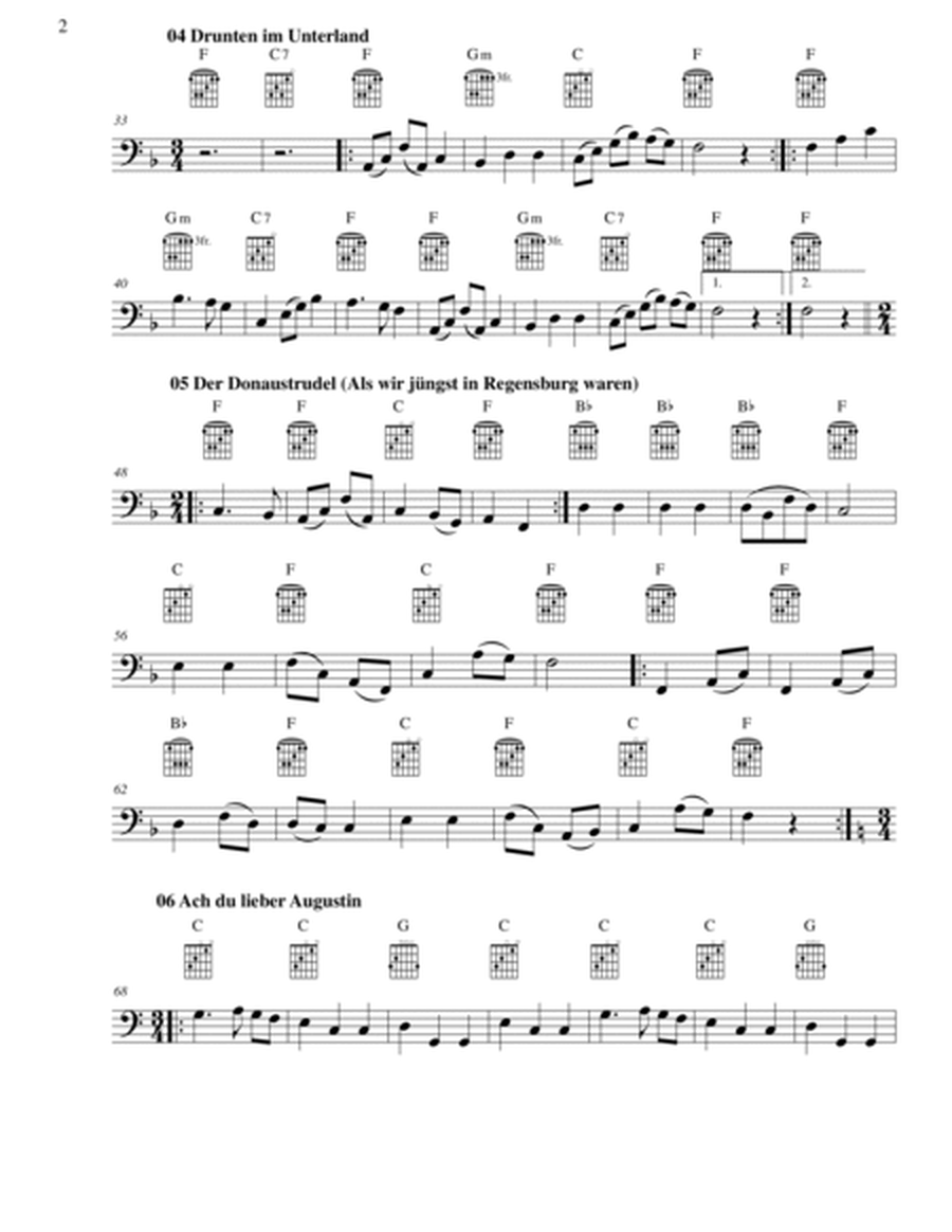 10 Volkslieder - Simple arrangements of 10 German folk songs (cello and guitar chords) image number null