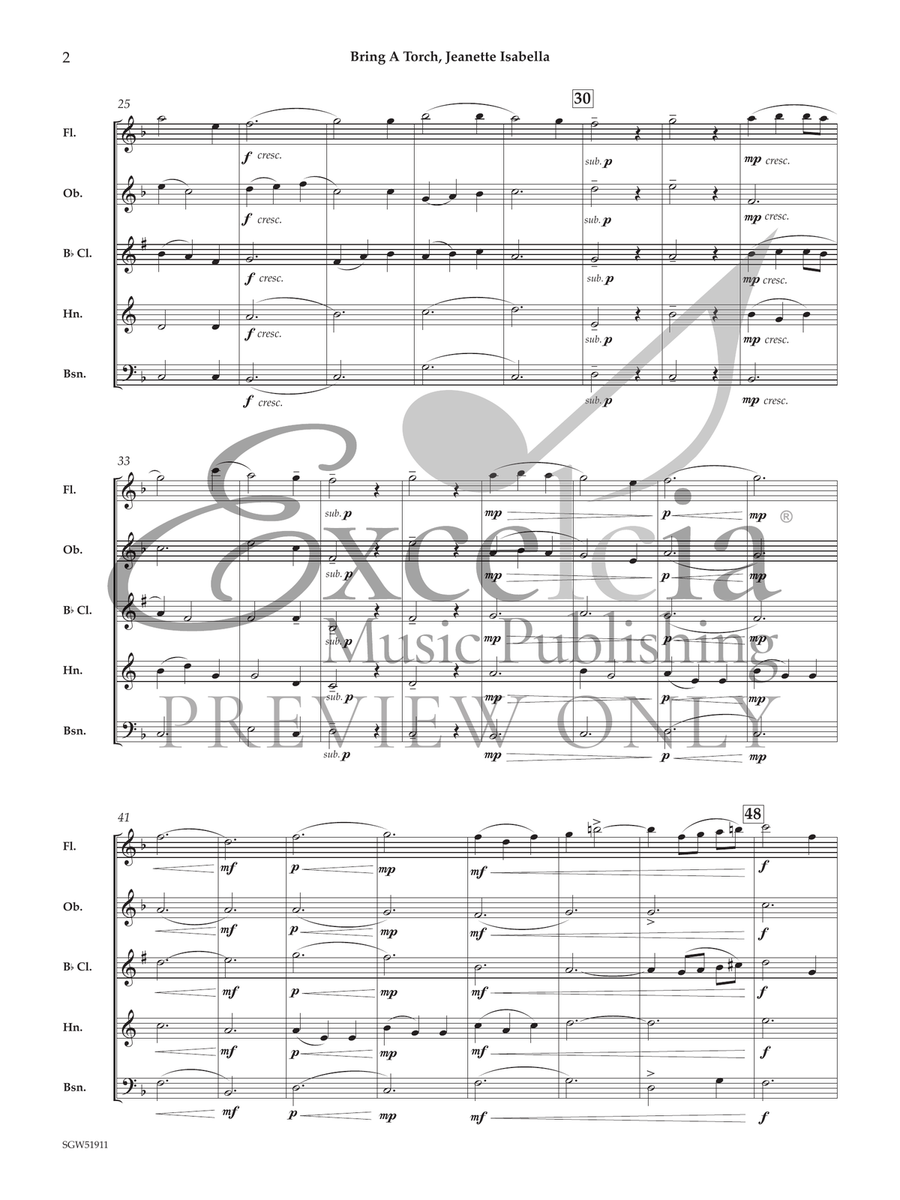 Bring a Torch, Jeanette Isabella Woodwind Quintet scores gallery preview page 3