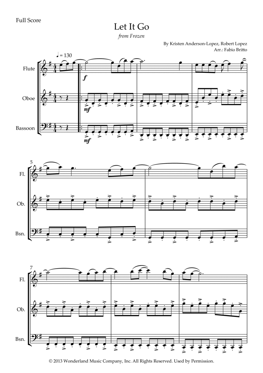 Let It Go Woodwind Trio scores gallery preview page 1