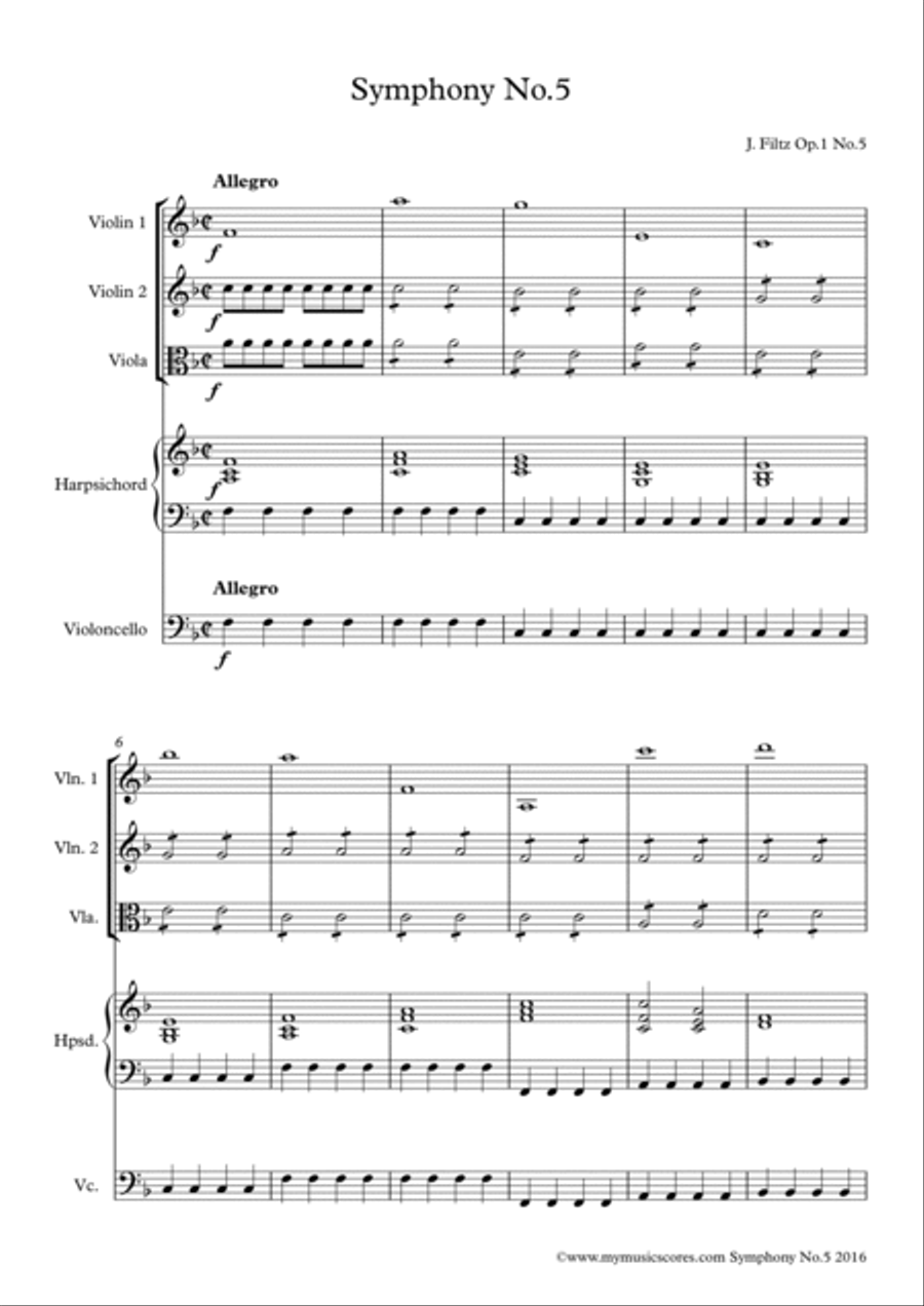 Symphony Op. 1 No. 5 String Orchestra scores gallery preview page 2
