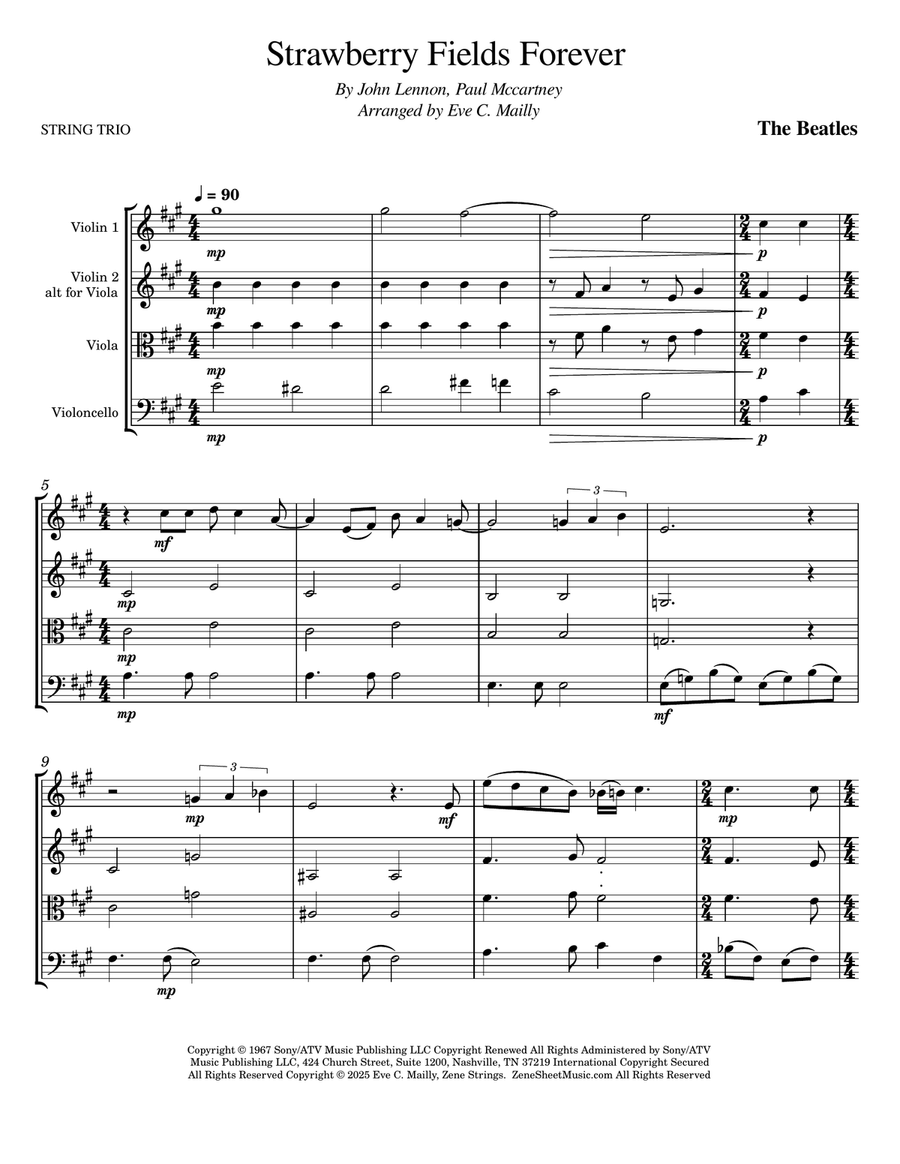 Strawberry Fields Forever String Trio scores gallery preview page 1