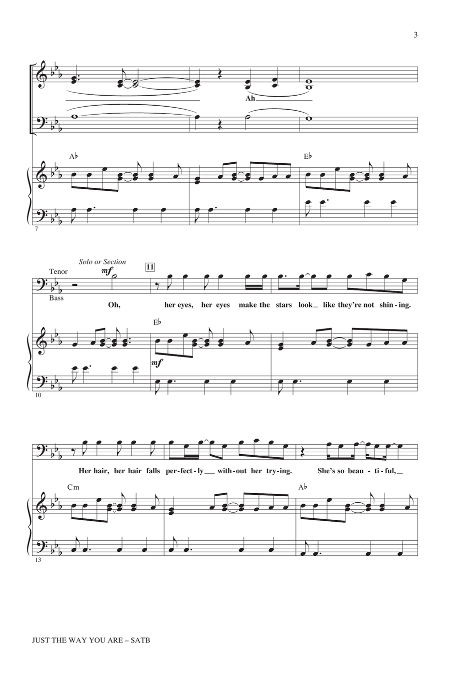 Just The Way You Are (from Glee) (arr. Roger Emerson) 4-Part scores gallery preview page 2
