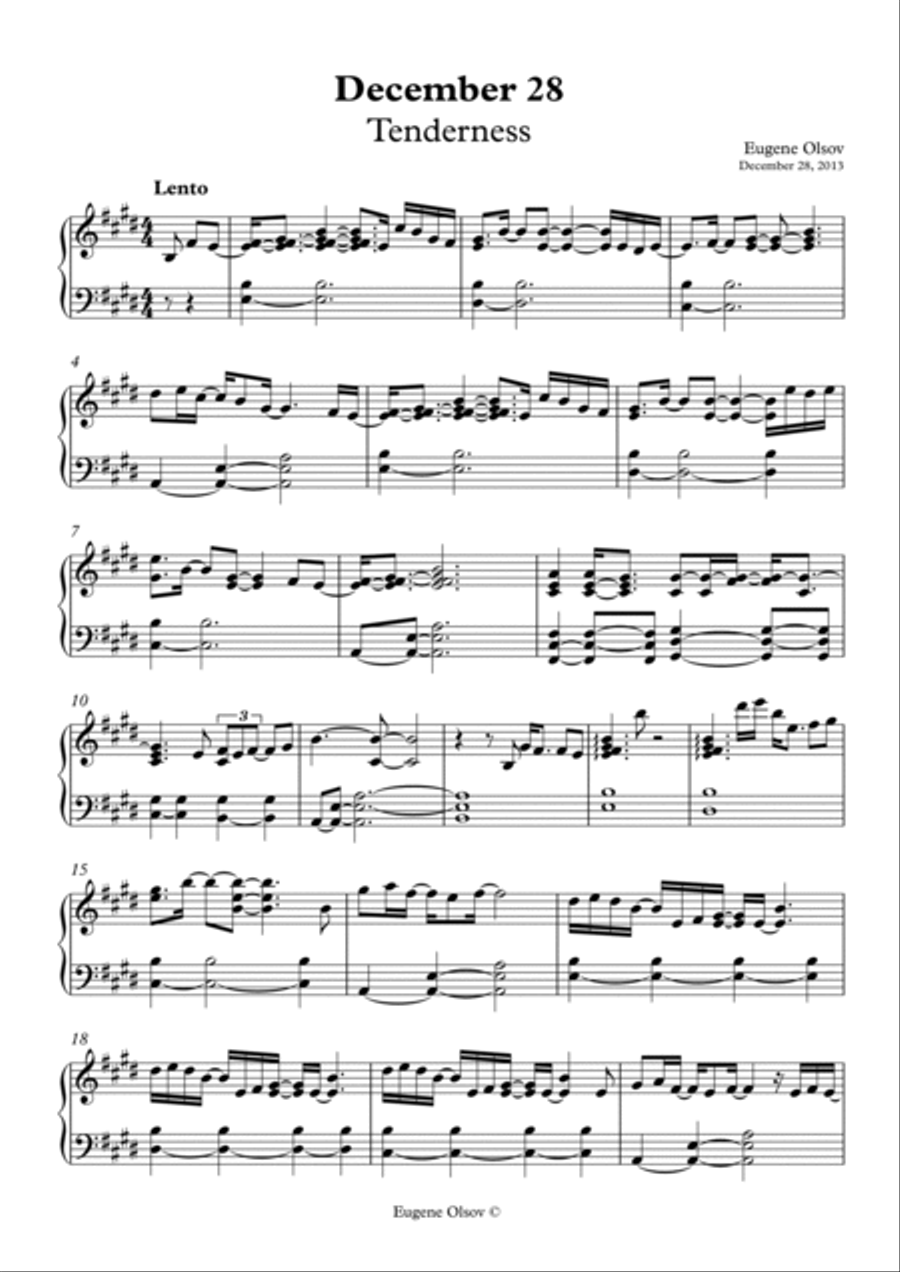 December 28 (Tenderness) December 28 (Tenderness) Piano Solo scores gallery preview page 2