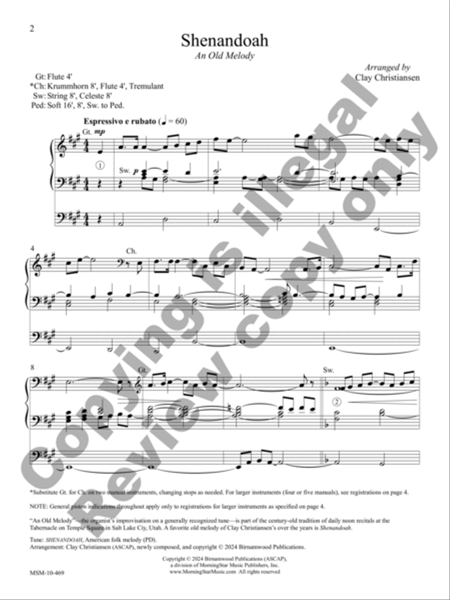 Shenandoah Shenandoah Organ scores gallery preview page 2