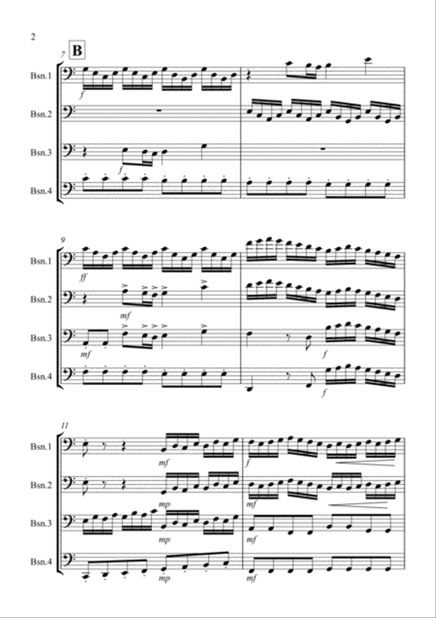 Arrival of the Queen of Sheba for Bassoon Quartet Bassoon Quartet scores gallery preview page 2
