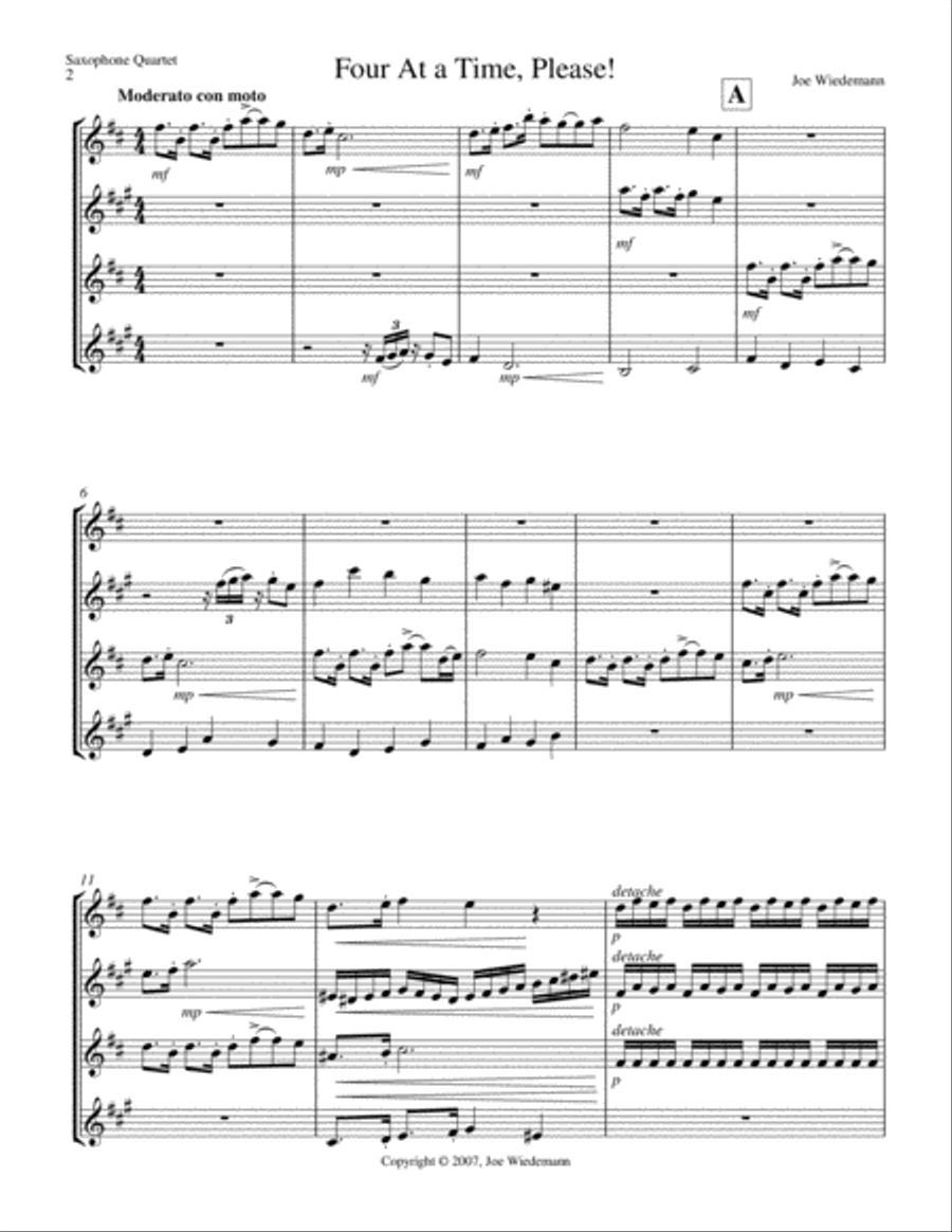Four at a Time, Please! - Sax Quartet image number null
