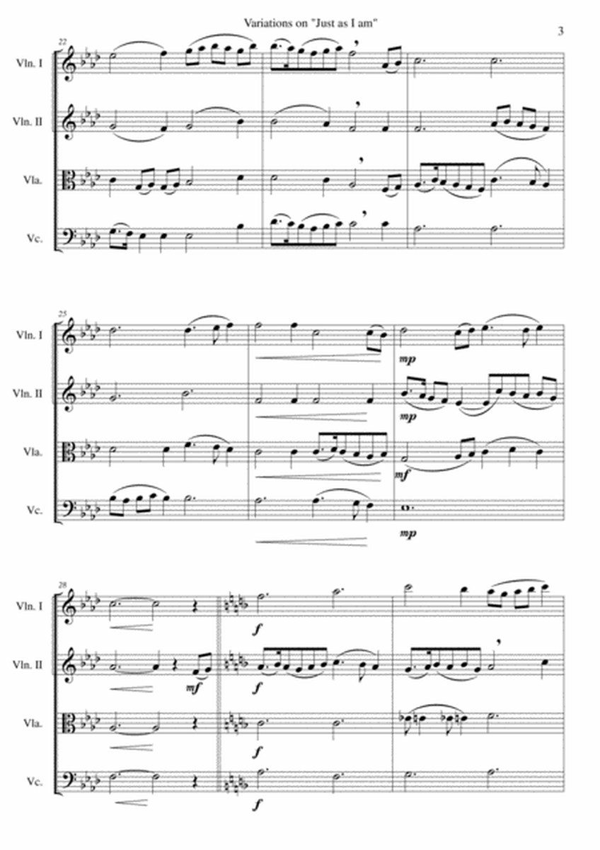 Variations on Just As I Am for string quartet image number null