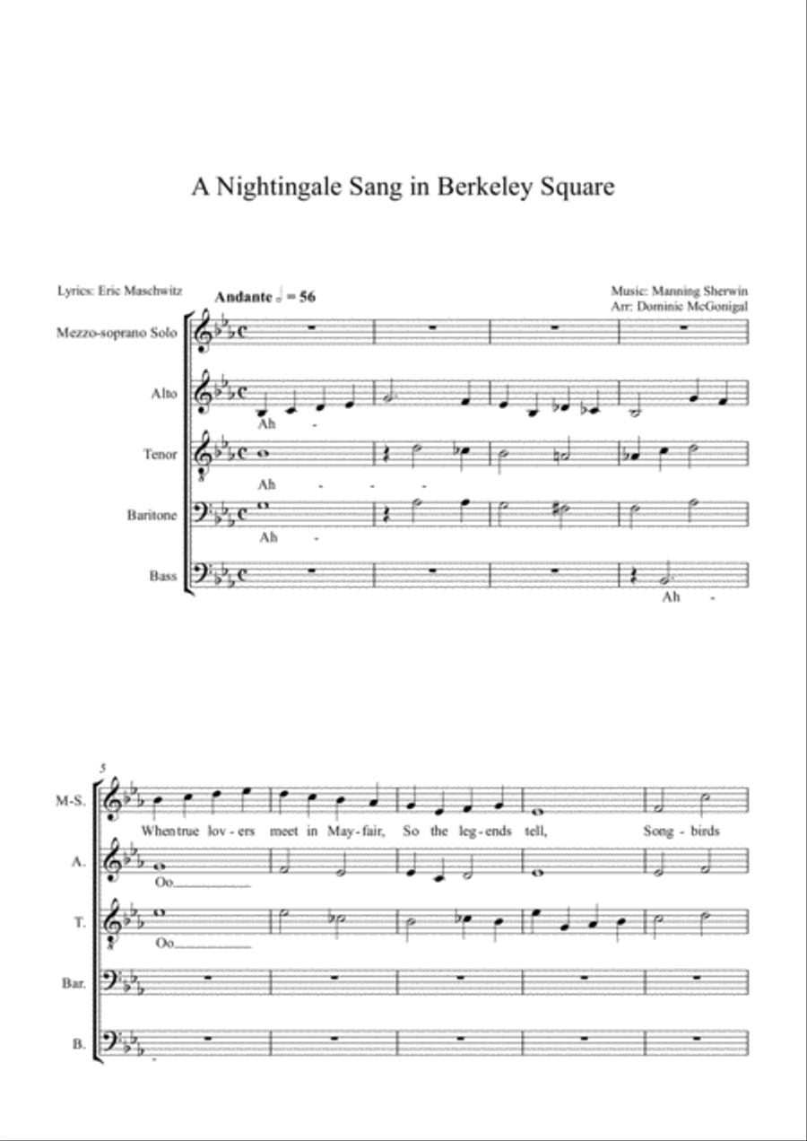 A Nightingale Sang In Berkeley Square Small Ensemble scores gallery preview page 1