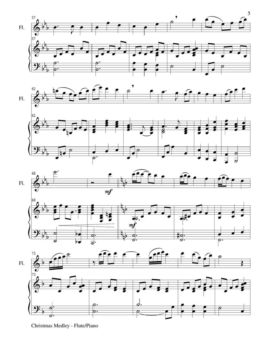 CHRISTMAS JOY MEDLEY (Sing-A-Long with Flute and Piano) Small Ensemble scores gallery preview page 5