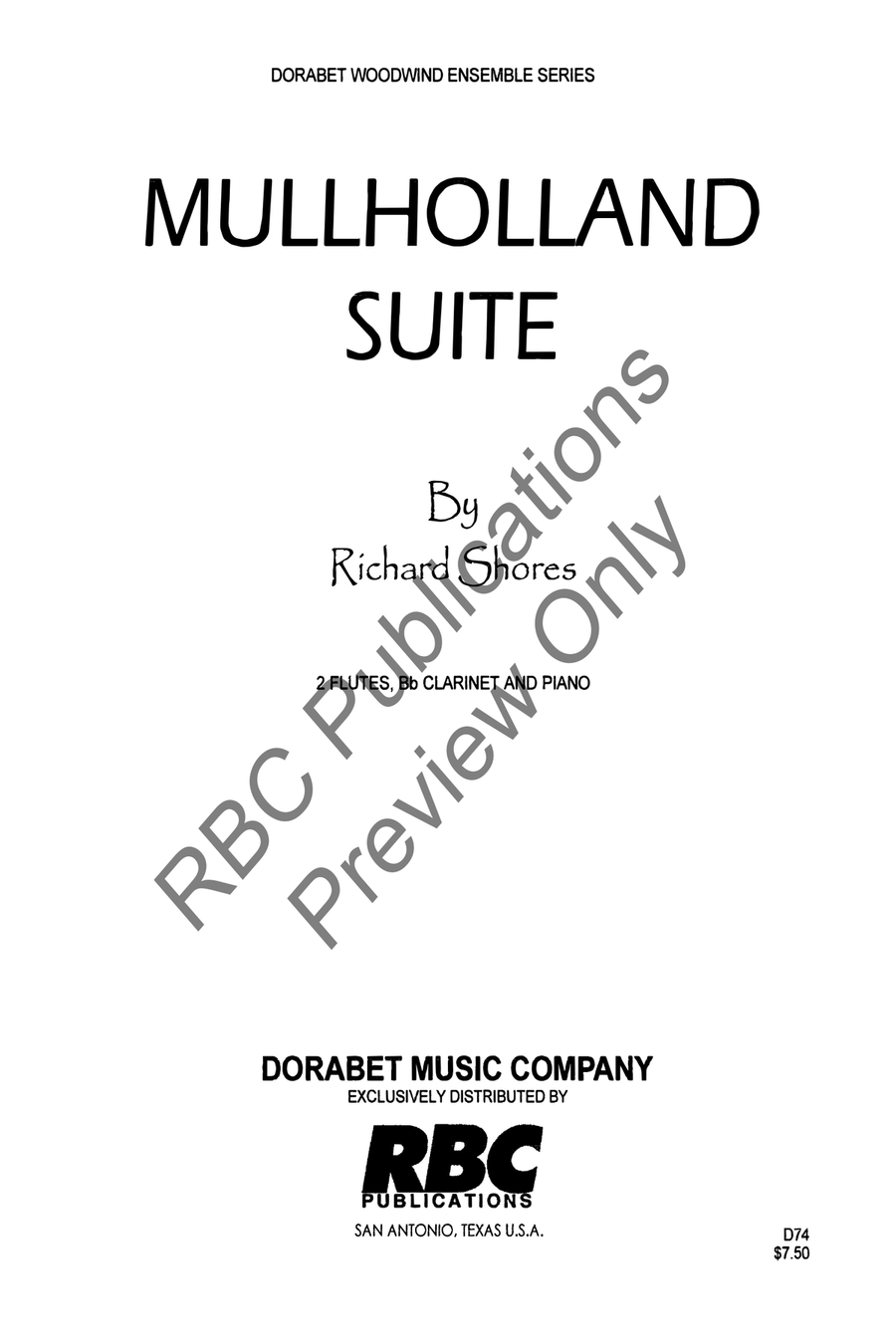 Mulholland Suite 2 Flutes/Clarinet Clarinet scores gallery preview page 2