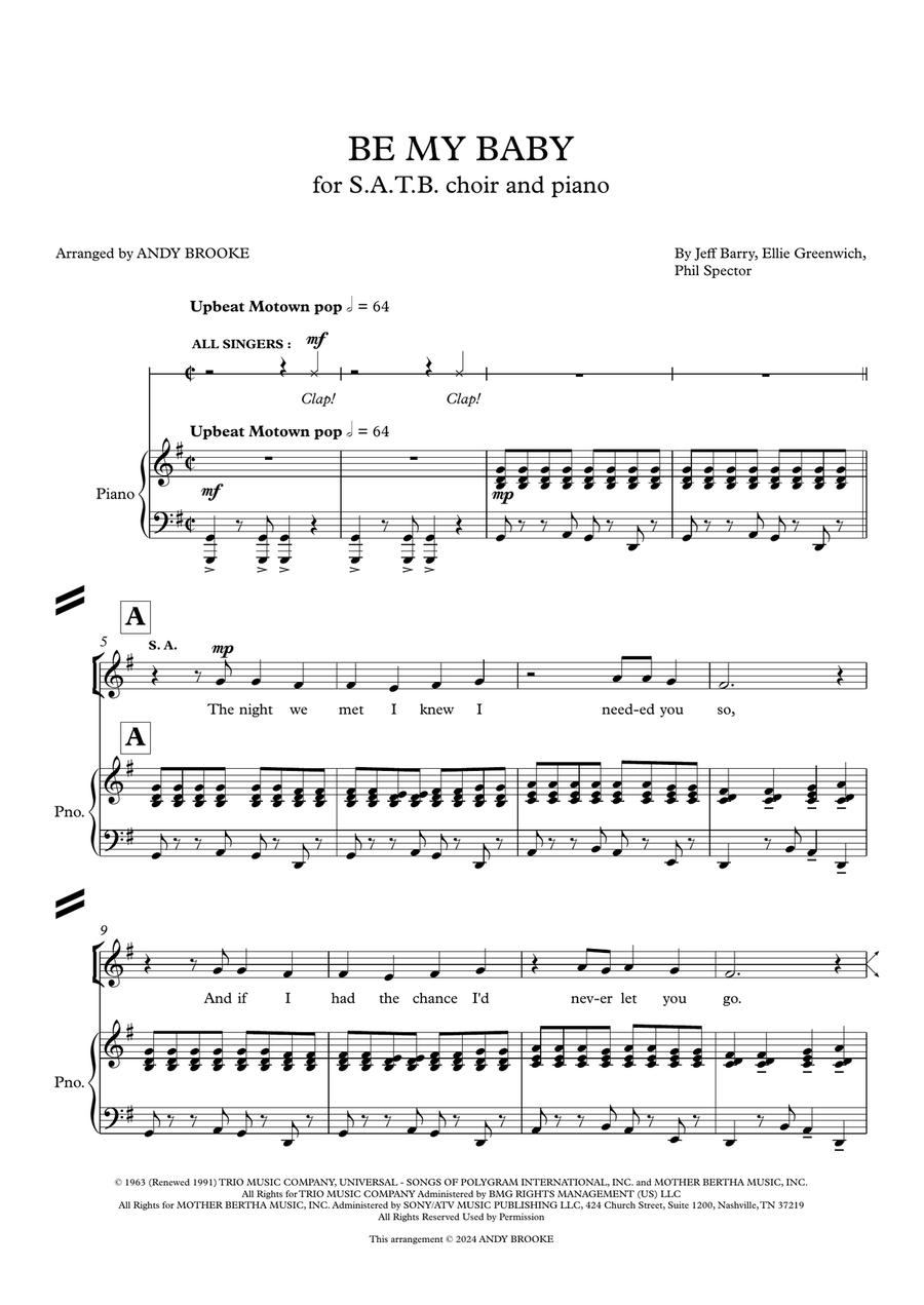 Be My Baby 4-Part scores gallery preview page 1