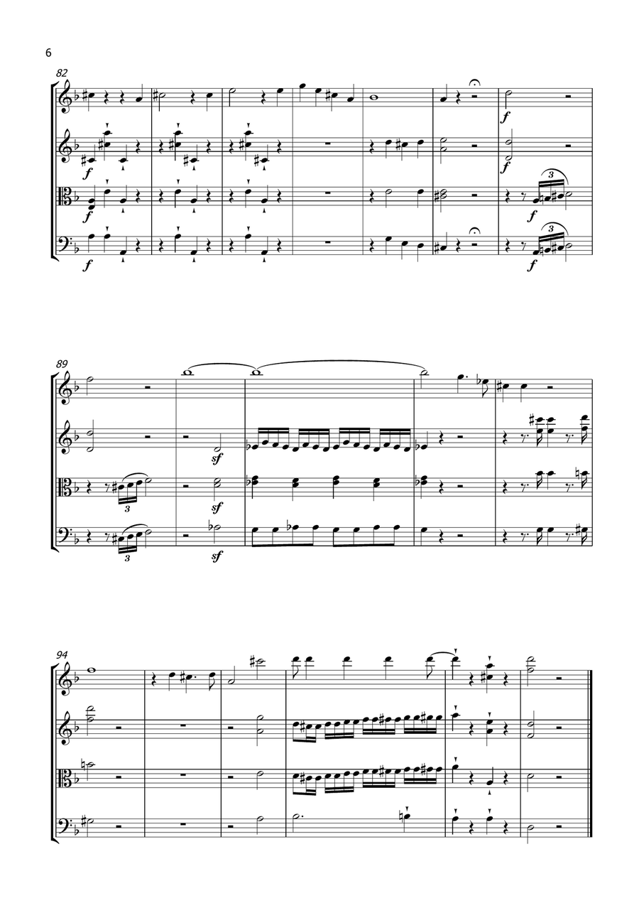 Mozart: Queen of the Night Aria / Der Holle Rache (string quartet) String Quartet scores gallery preview page 6