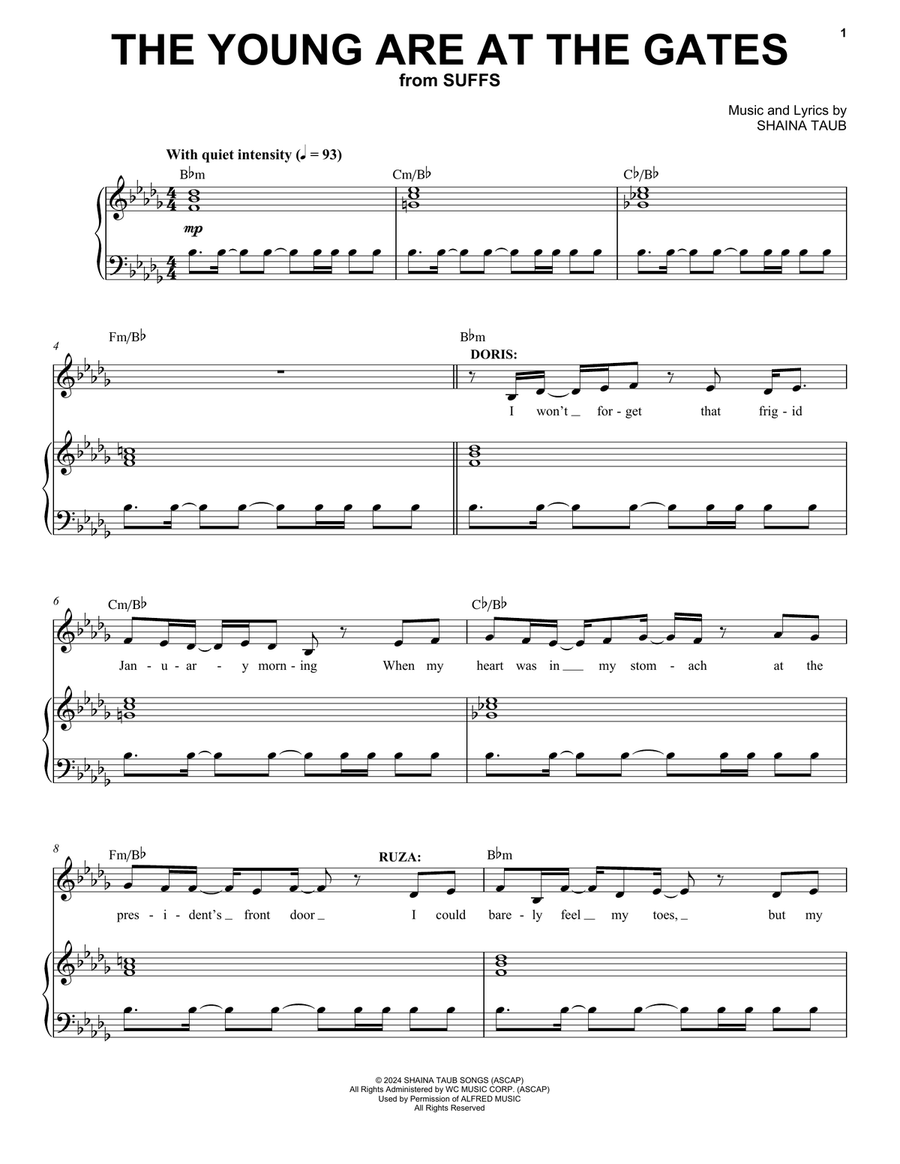 The Young Are At The Gates (from Suffs) Voice scores gallery preview page 1