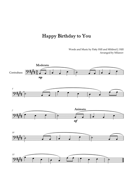 Happy Birthday to You | String Bass | E Major image number null