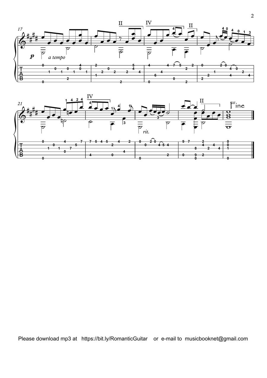 Romantic Guitar solos Acoustic Guitar scores gallery preview page 2