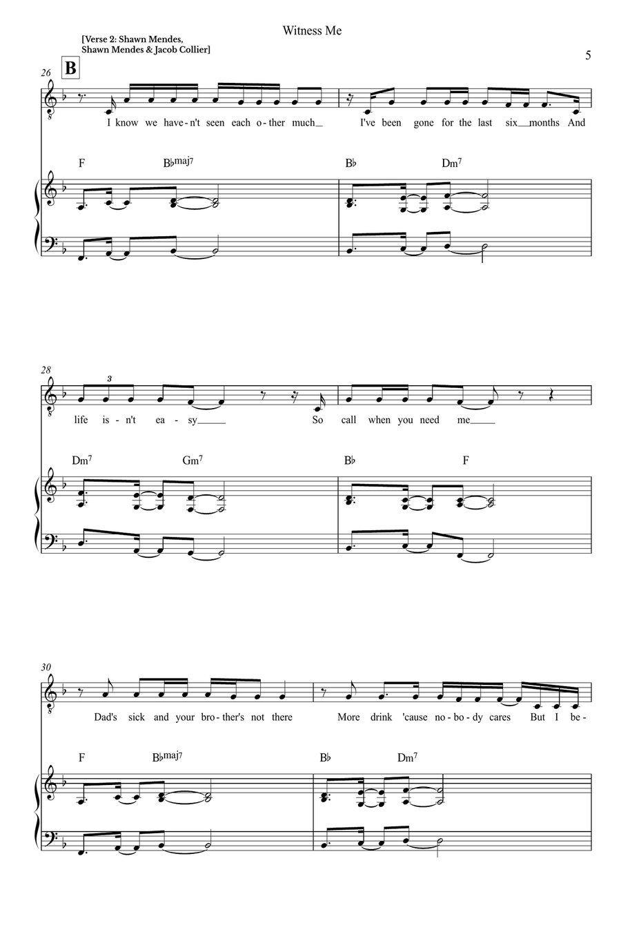 Witness Me Piano, Vocal scores gallery preview page 5