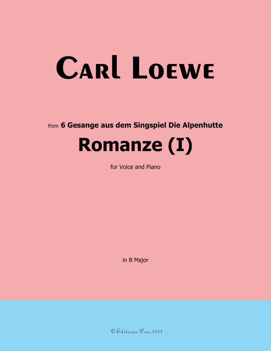 Romanze(I), by Carl Loewe, in B Major Piano, Vocal scores gallery preview page 1