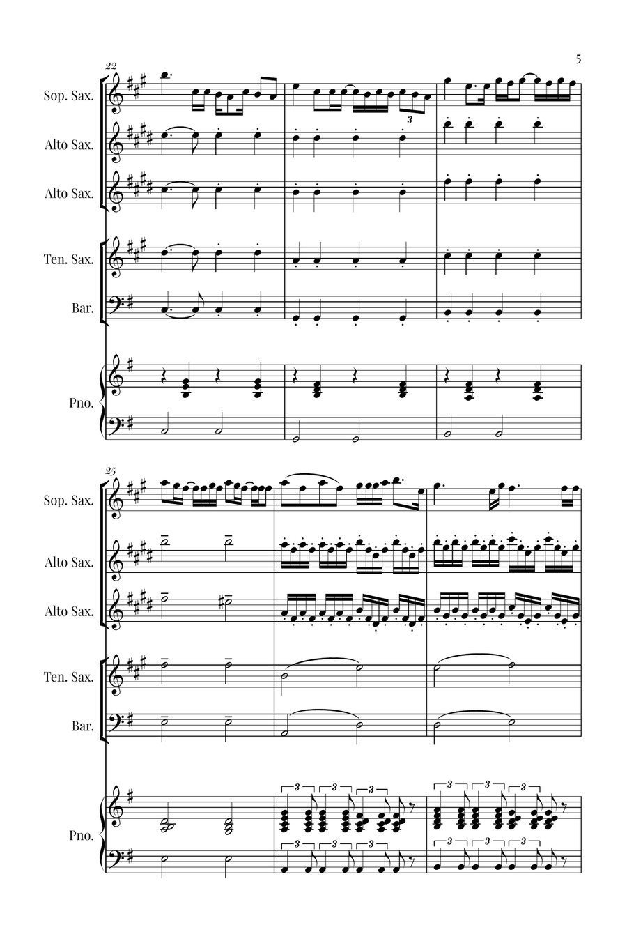 Die With A Smile Saxophone Quintet scores gallery preview page 5