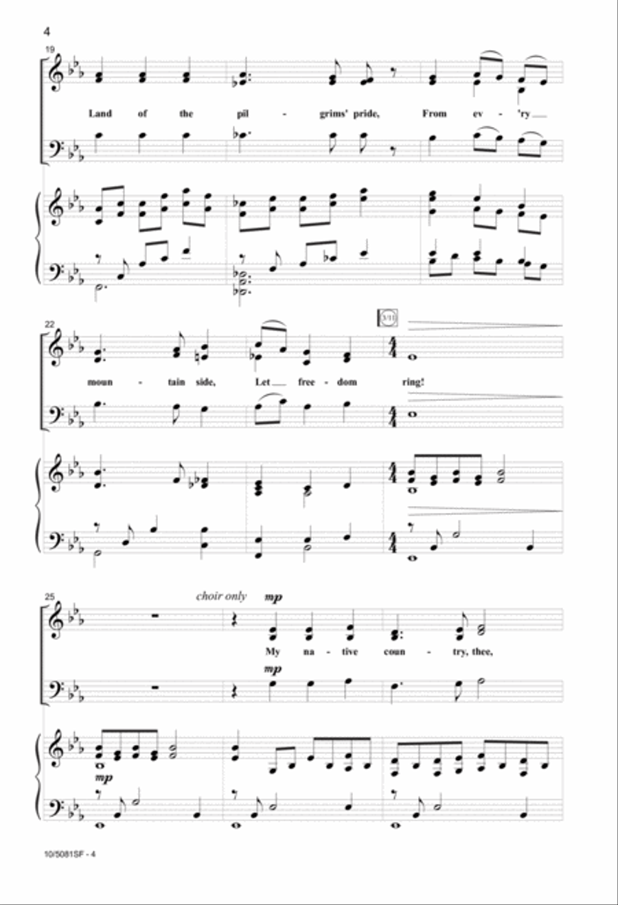 My Country, 'Tis of Thee My Country, 'Tis of Thee 4-Part scores gallery preview page 4