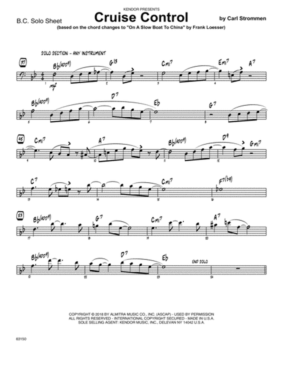 Cruise Control - Sample Solo - Bass Clef Instr.