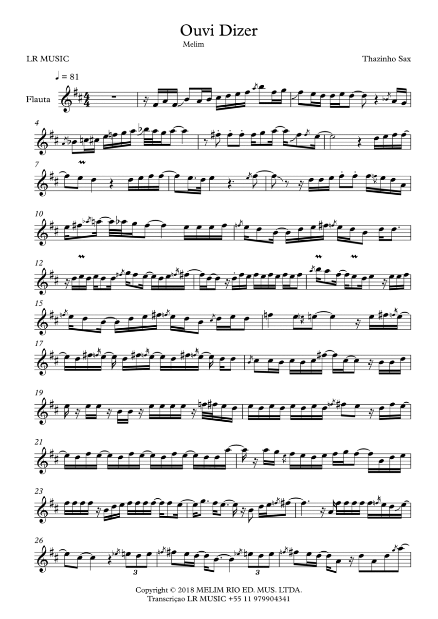 Ouvi Dizer Flute Solo scores gallery preview page 1