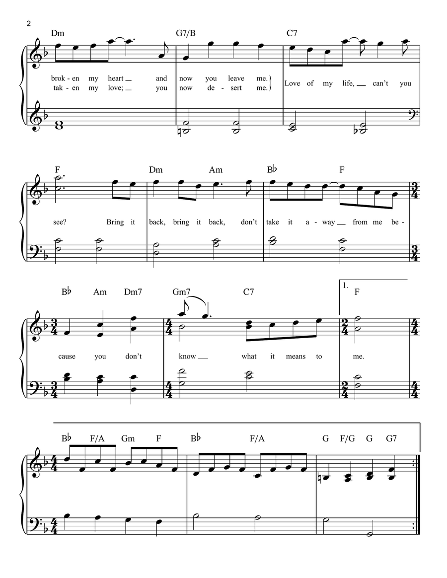 Love Of My Life Easy Piano scores gallery preview page 2