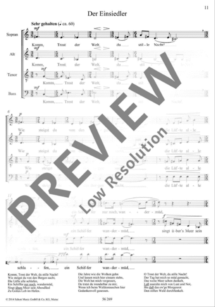 Sechs Eichendorff-Gesänge Mixed Choir scores gallery preview page 12