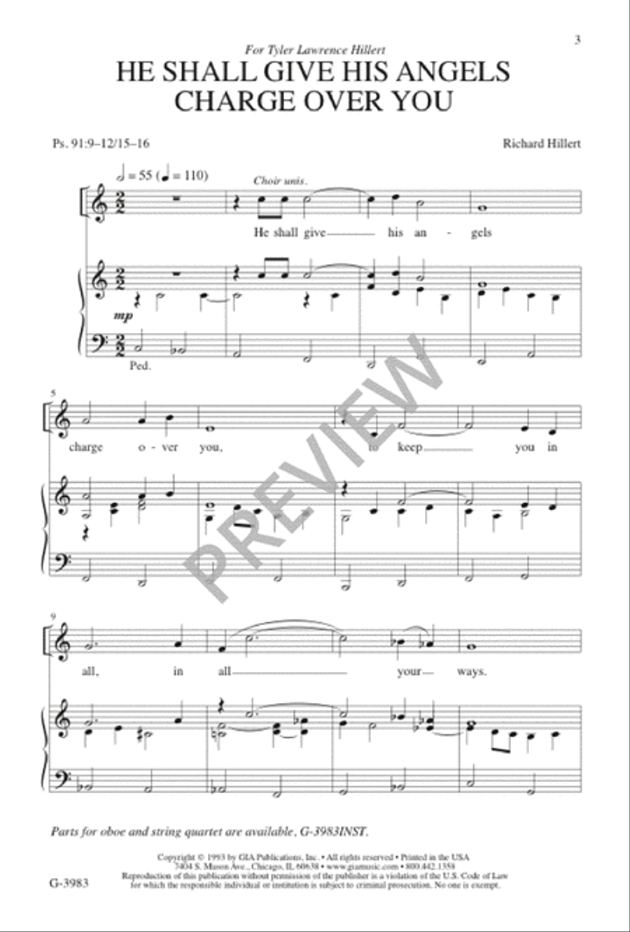 He Shall Give His Angels Charge Over You Unison Choir scores gallery preview page 3