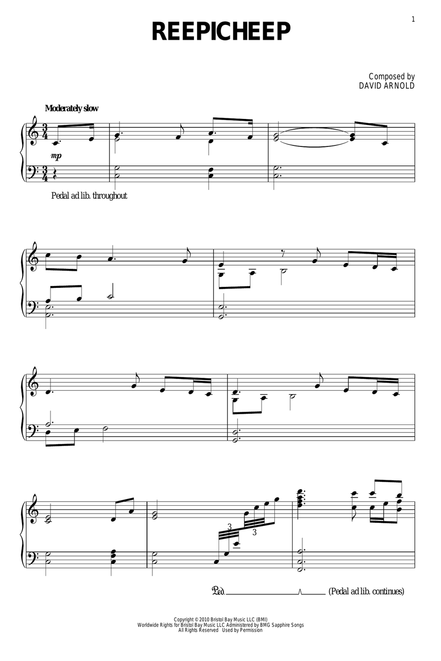 Reepicheep Piano Solo scores gallery preview page 1