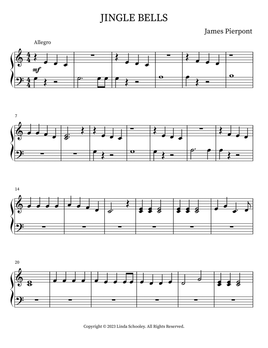 JINGLE BELLS Easy Piano scores gallery preview page 1