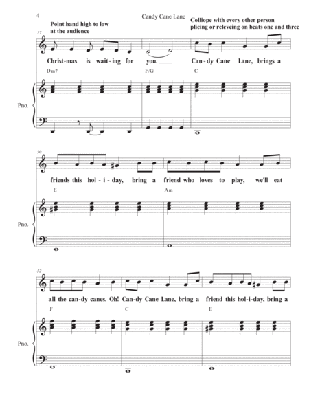 Candy Cane Lane by Sia Unison Choir - Digital Sheet Music