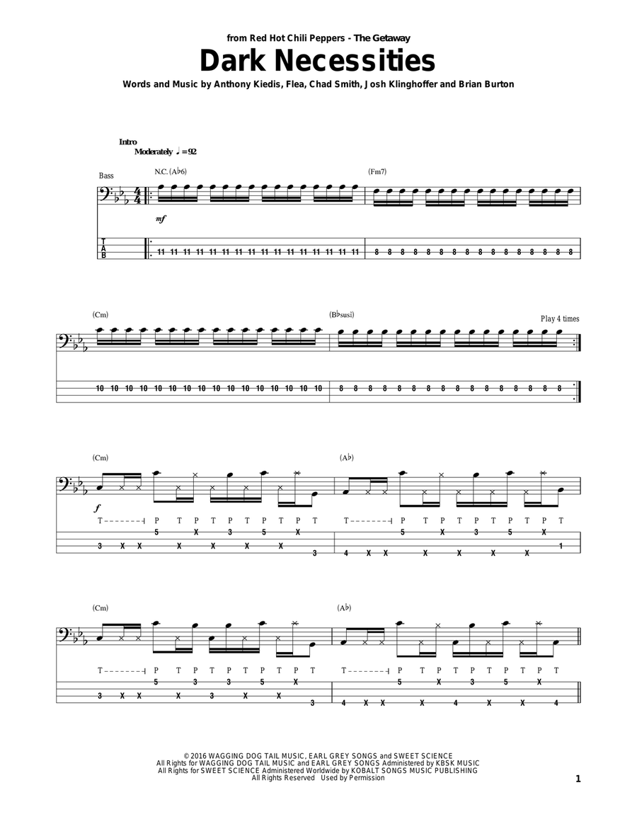 Dark Necessities Acoustic Guitar scores gallery preview page 1