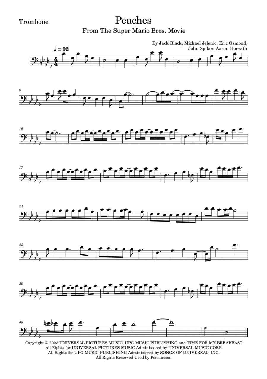 Peaches Trombone Solo scores gallery preview page 1