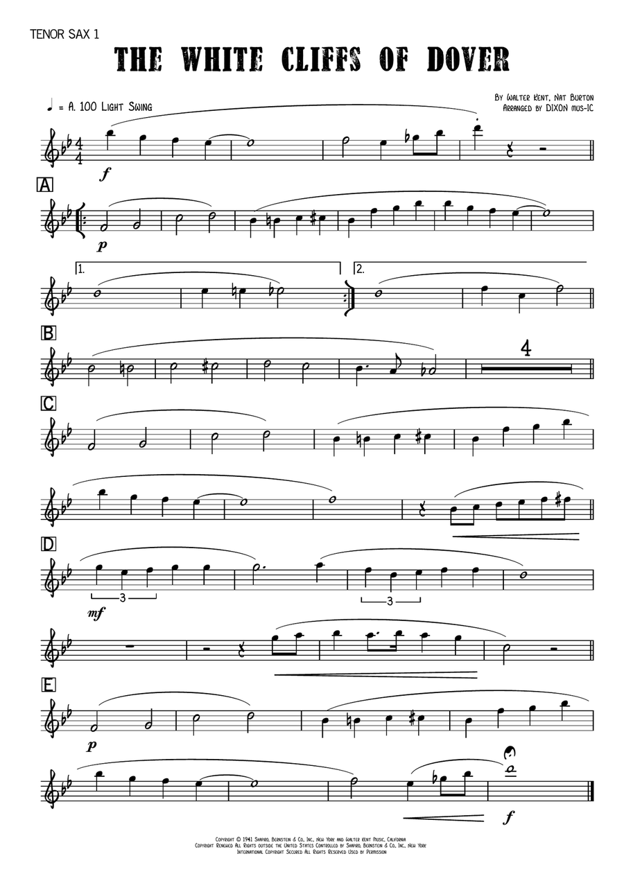 (there'll Be Bluebirds Over) The White Cliffs Of Dover Jazz Ensemble scores gallery preview page 3
